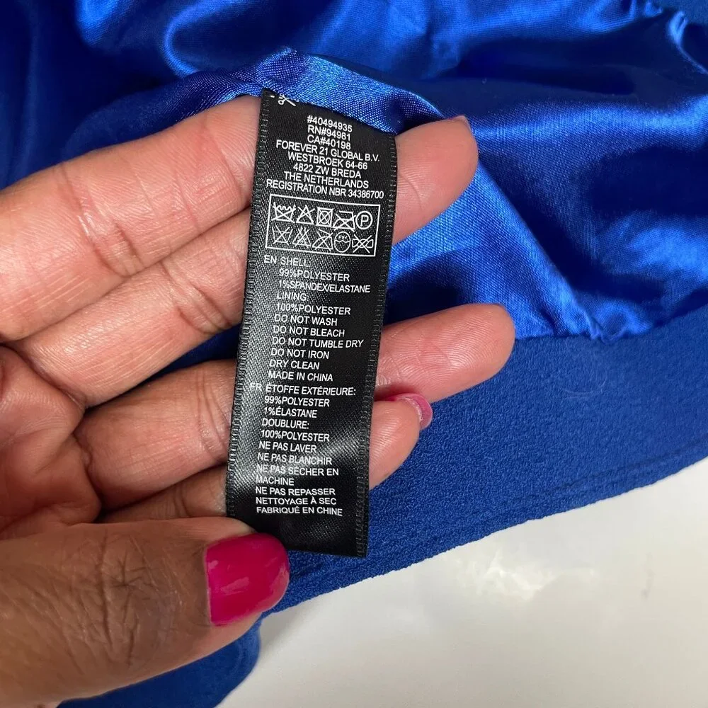 Forever 21 Royal Blue Studded Shoulder Open Front Blazer Small
